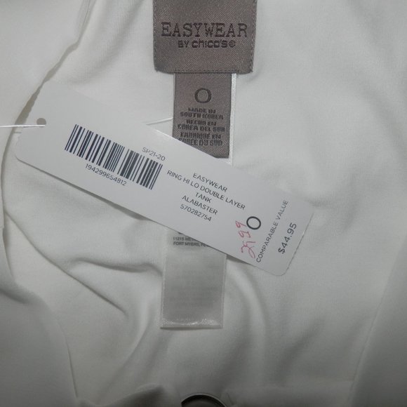 CHICO'S Top Blouse 0 Small White Layered Tank - Picture 5 of 5